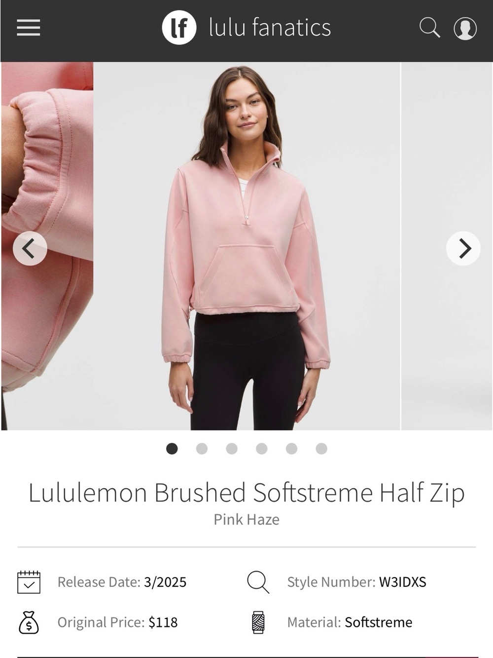 lululemon athletica Pink Haze Brushed Softstreme Half Zip